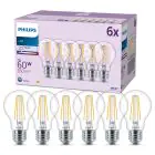 Mehrfachpackung 6x Philips Glühbirne LED E27 Birne Fadenlampe Klar 7W 850lm - 840 