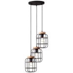 Brilliant Gwen Suspension Luminaire Métal Bois Noir | 420mm - Convient pour 3x E27