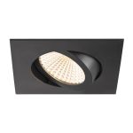 SLV New Tria 68 Spot Aluminium Noir Carré 8.3W 705lm 60D - 927 Blanc Très Chaud | Diamètre 68mm - Meilleur Rendu De Couleur - Dimmable 