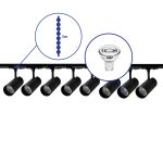 Bright Choice Ensemble complet Rail Monophasé Rail 3 Mètre Noir | incl. 8x Spot + GU10 2700K 3W Dimmable + Embout, Connecteur d’Alimentation et I-Connecteur