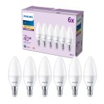 Lot 6x Philips Ampoule LED E14 Bougie Dépolie 5W 470lm - 827 