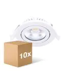 Lot 10x LED Inclinable Spot Blanc Ronde 5W 550lm 60D - 940 Blanc Froid | 85mm - IP54 - Dimmable - Meilleur Rendu De Couleur