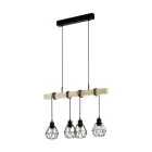 Eglo Suspension Luminaire Townshend 5 Échantillon Bois Noir | IP20 - Convient pour 4x E27 